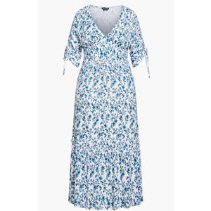 City Chic Max Mia Maxi Dress China Plate Blue White Floral Womens Size 14